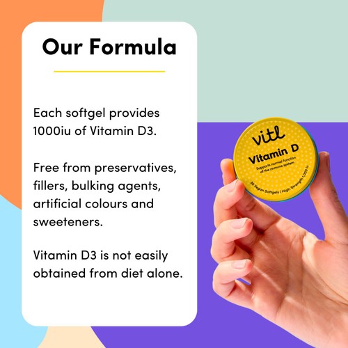 Vitl Vitamin D Vegan Soft Gel Capsules  thumbnail 5