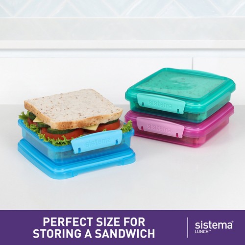 Sistema Sandwich Boxes Food Containers Clip Lock Assorted Colours thumbnail 2