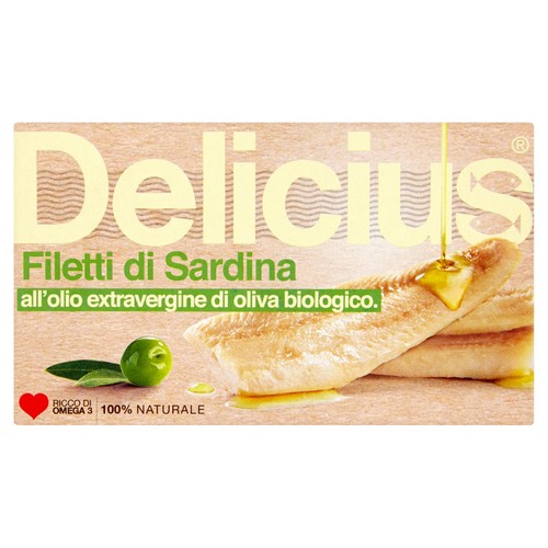 Delicius Sardine Fillets in Organic Extra Virgin Olive Oil
