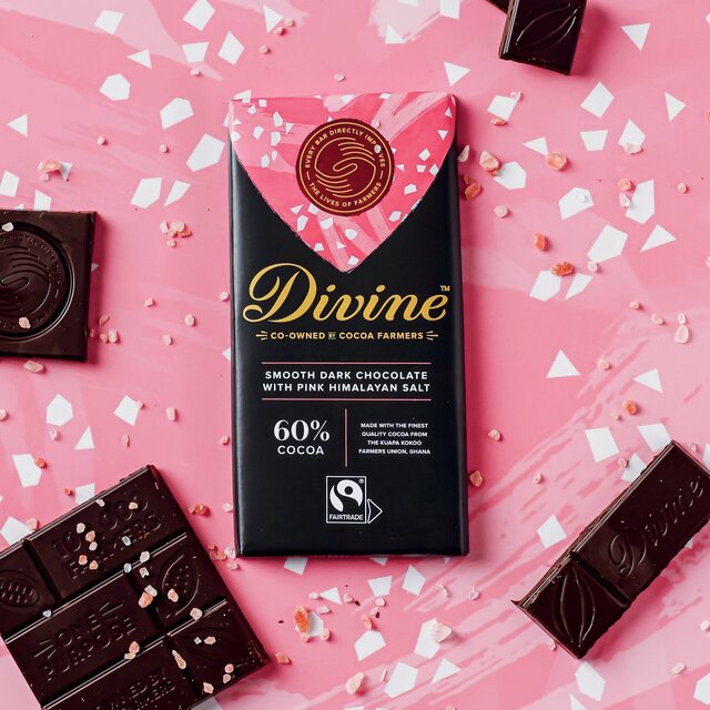 Divine 60% Dark Chocolate Pink Himalayan Salt thumbnail 3