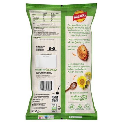 Walkers Pickled Onion Multipack Crisps 6x25g thumbnail 2