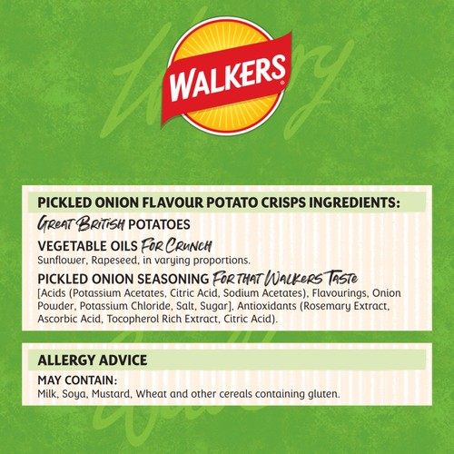 Walkers Pickled Onion Multipack Crisps 6x25g thumbnail 8