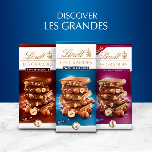 Lindt Les Grandes Hazelnuts Milk Chocolate Bar thumbnail 5