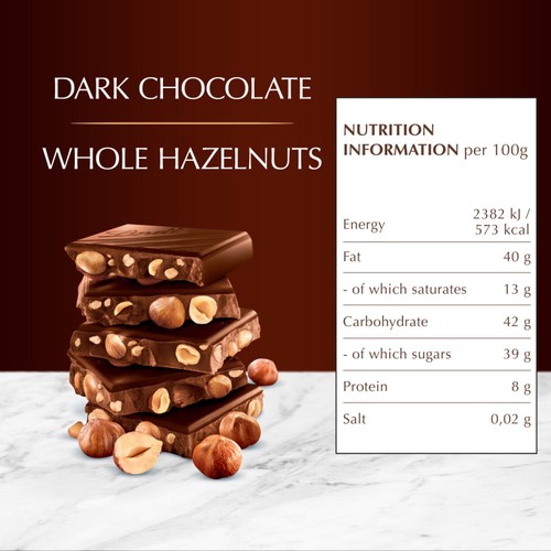 Lindt Les Grandes Hazelnuts Dark Chocolate Bar  thumbnail 4