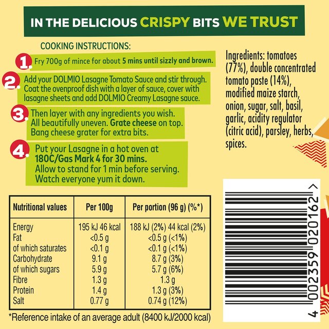 Dolmio Lasagne Original Red Tomato Sauce thumbnail 2