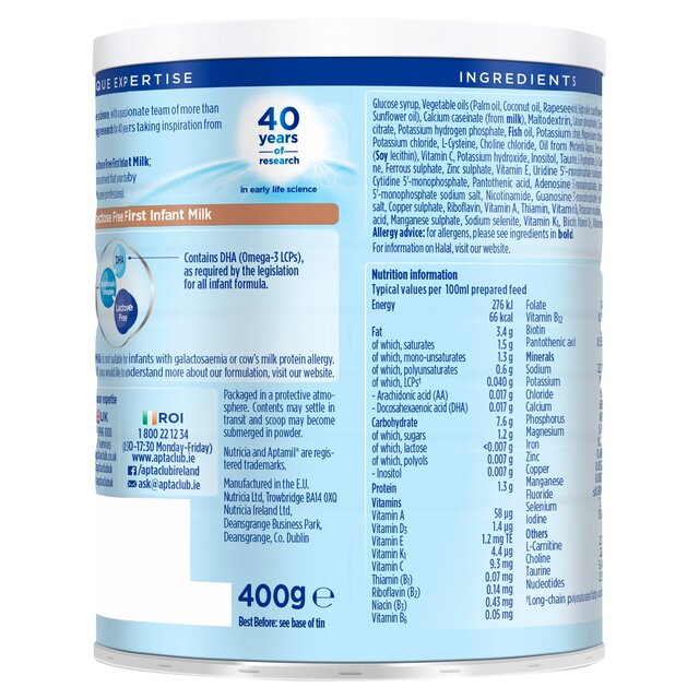 Aptamil Lactose Free Baby Milk Formula Powder Birth for Lactose Intolerance thumbnail 2