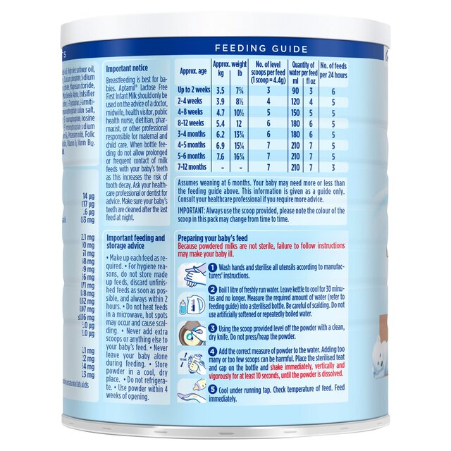 Aptamil Lactose Free Baby Milk Formula Powder Birth for Lactose Intolerance thumbnail 3