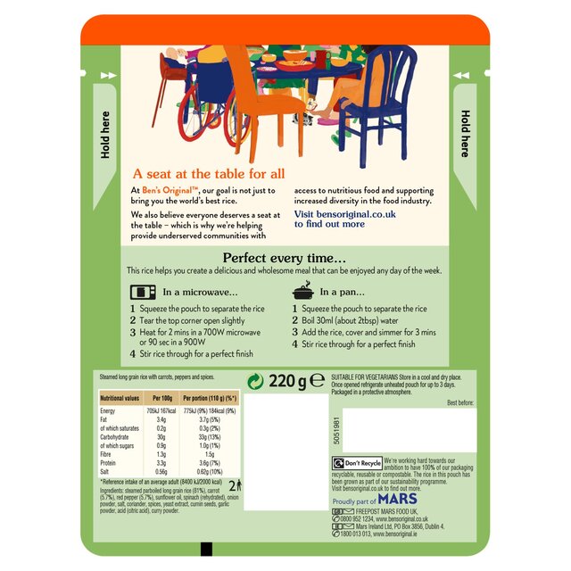 Ben's Original Vegetable Pilau Microwave Rice thumbnail 3