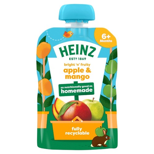 Heinz Apple & Mango Baby Food Fruit Puree Pouch 6+ Months thumbnail 2