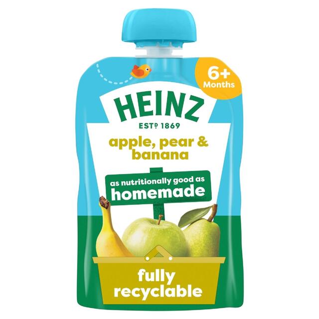 Heinz Apple, Pear & Banana Fruit Puree Pouch Baby Food 6+ Months