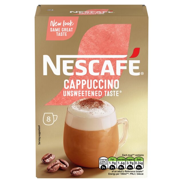 Nescafe Cappuccino Unsweetened Instant Coffee 8 Sachets thumbnail 2