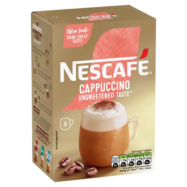 Nescafe Cappuccino Unsweetened Instant Coffee 8 Sachets thumbnail 3