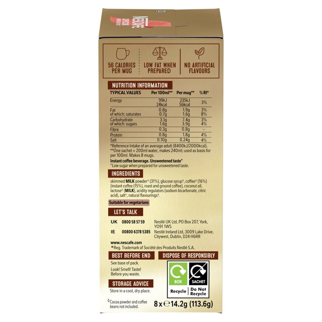 Nescafe Cappuccino Unsweetened Instant Coffee 8 Sachets thumbnail 5