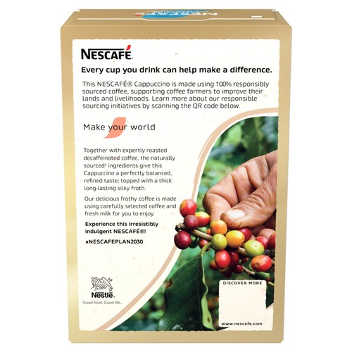Nescafe Cappuccino Decaf Unsweet Instant Coffee 7 Sachets thumbnail 3