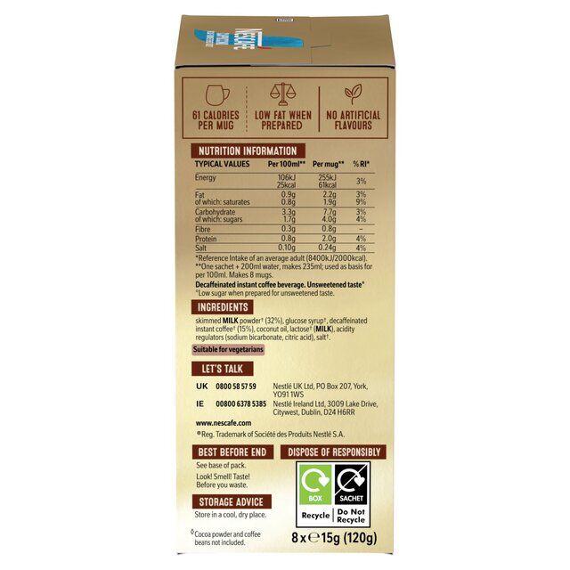 Nescafe Cappuccino Decaf Unsweet Instant Coffee 7 Sachets thumbnail 4