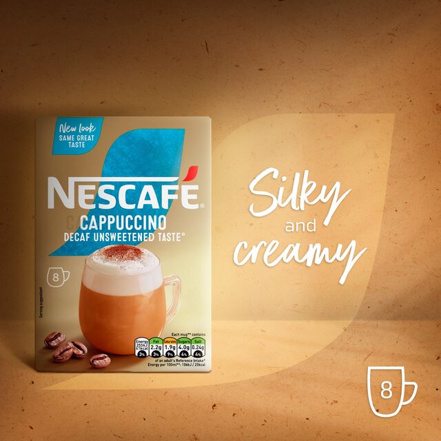 Nescafe Cappuccino Decaf Unsweet Instant Coffee 7 Sachets thumbnail 5