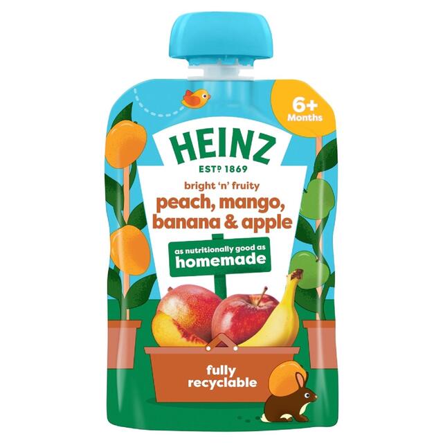 Heinz Peach, Mango, Banana & Apple Baby Food Fruit Puree Pouch 6+ Months thumbnail 2