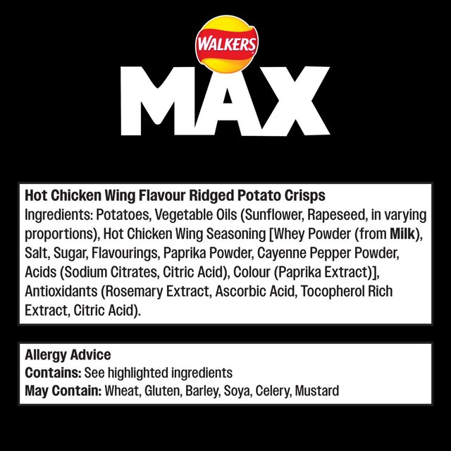 Walkers Max Strong Hot Chicken Wings Sharing Bag Crisps thumbnail 2