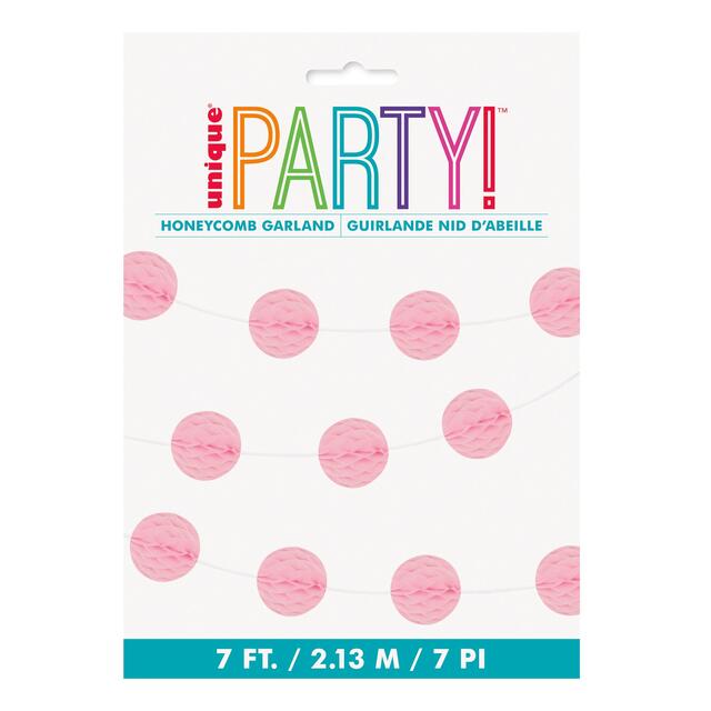 Pink Honeycomb Ball Garland 7ft thumbnail 3