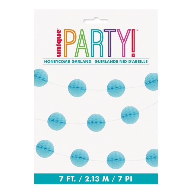 Powder Blue Honeycomb Ball Garland 7ft thumbnail 3