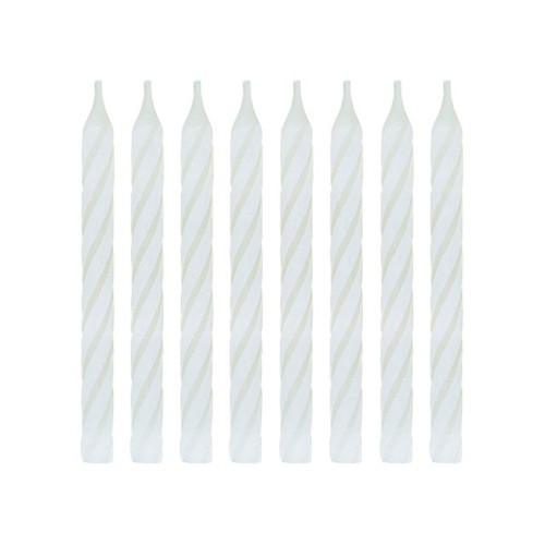  White Spiral Birthday Candles