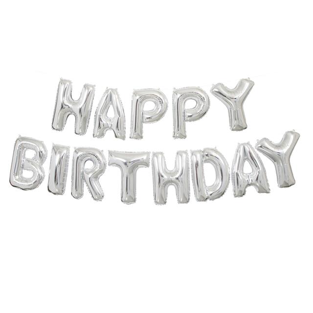 Silver Happy Birthday Balloon Banner Kit