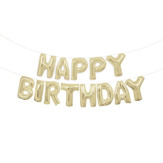 Gold Happy Birthday Balloon Banner Kit