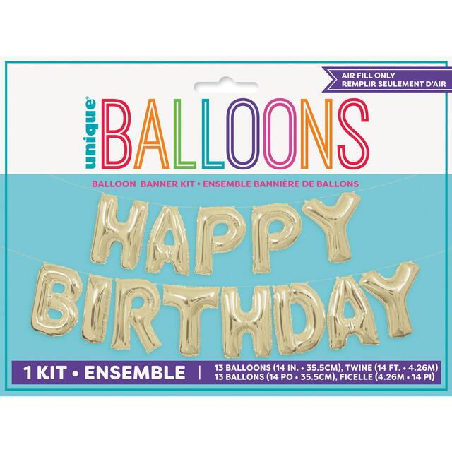 Gold Happy Birthday Balloon Banner Kit thumbnail 2