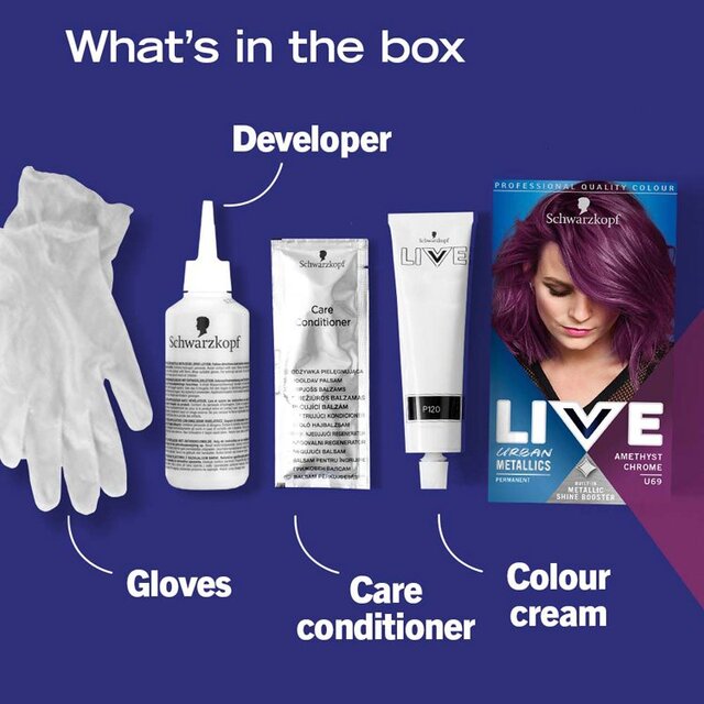 Schwarzkopf Live Amethyst Chrome U69 Metallics Purple Permanent Hair Dye thumbnail 8