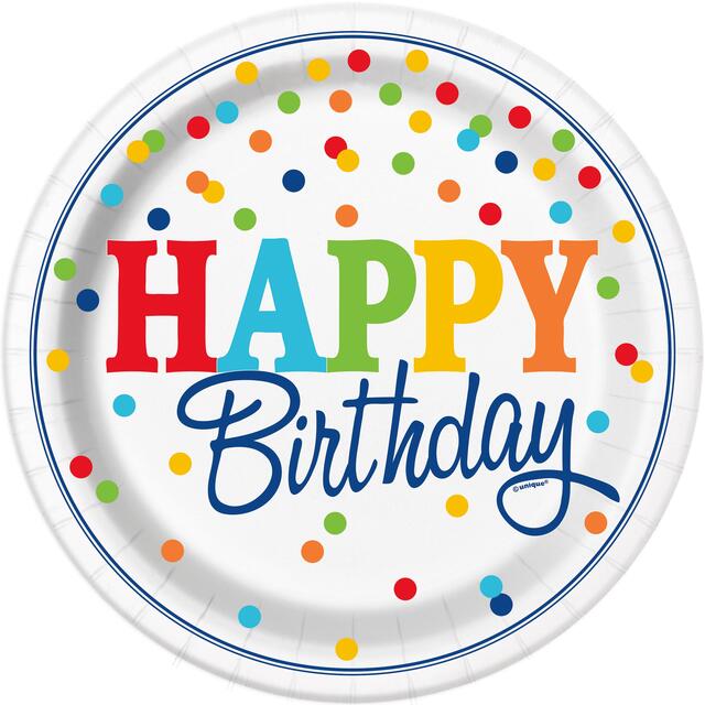 Polka Dot 23cm Birthday Party Plates