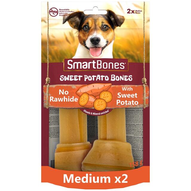 SmartBones 2 Medium Sweet Potato Rawhide Free Bone Dog Treats