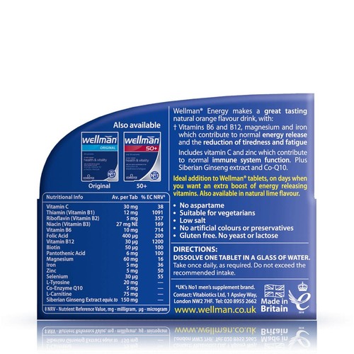 Vitabiotics Wellman Orange Energy Effervescent Tablets  thumbnail 2