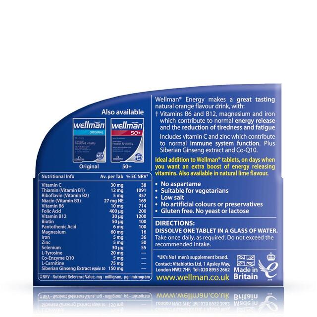 Vitabiotics Wellman Orange Energy Effervescent Tablets thumbnail 2