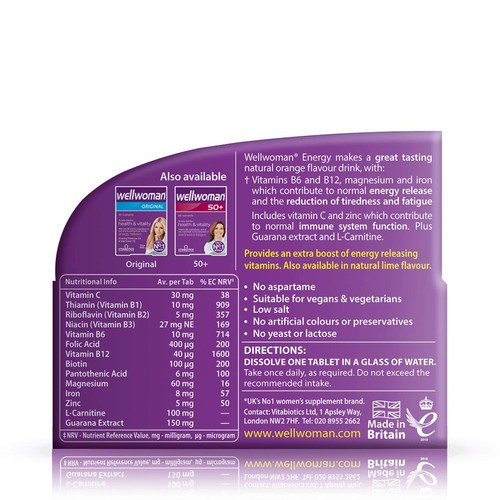 Vitabiotics WellWoman Orange Energy Effervescent Tablets  thumbnail 2