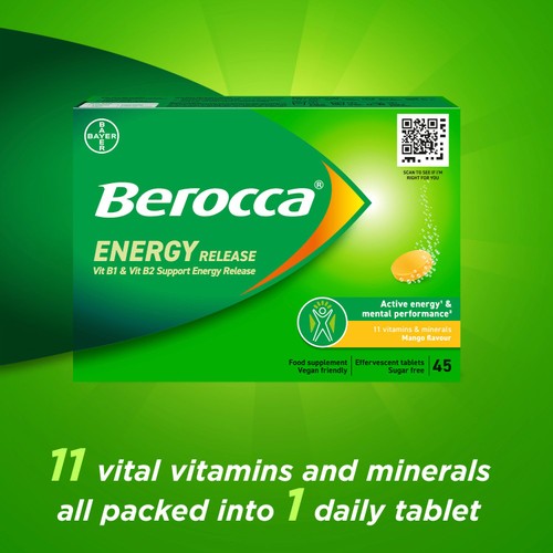 Berocca Mango Energy Vitamin Effervescent Tablets thumbnail 2