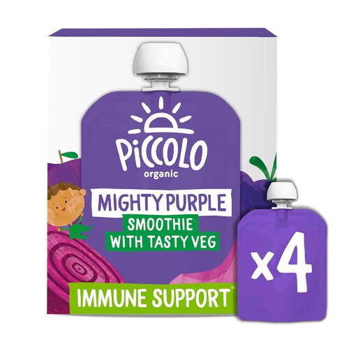 Piccolo Purple Organic Fruit & Veg Smoothie Pouches, 6 mths+ Multipack