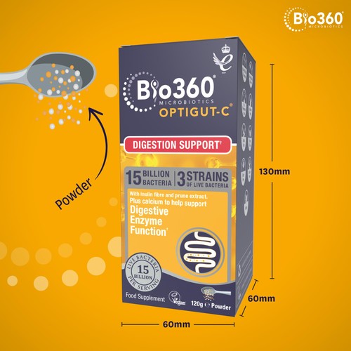 Bio360 OptiGUT-C (15 Billion Bacteria) Powder from Natures Aid thumbnail 3