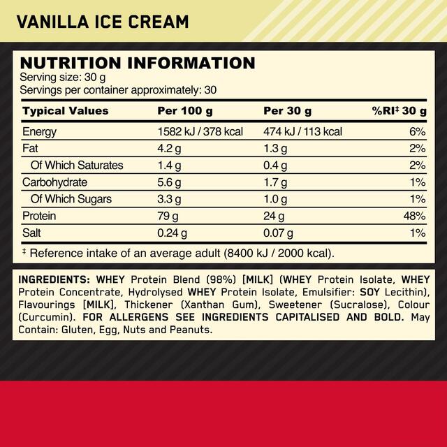 Optimum Nutrition Gold Standard Vanilla Ice Cream Protein Powder thumbnail 3