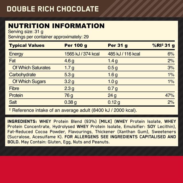 Optimum Nutrition Gold Standard Double Rich Chocolate Whey Protein Powder thumbnail 3