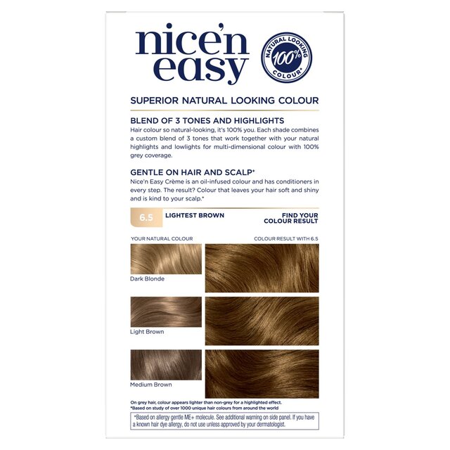 Clairol Nice'n Easy Hair Dye, 6.5 Lightest Brown thumbnail 5