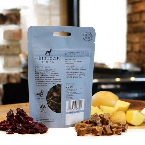The Innocent Hound Sliced Duck Sausage with Cranberry Dog Treats thumbnail 4