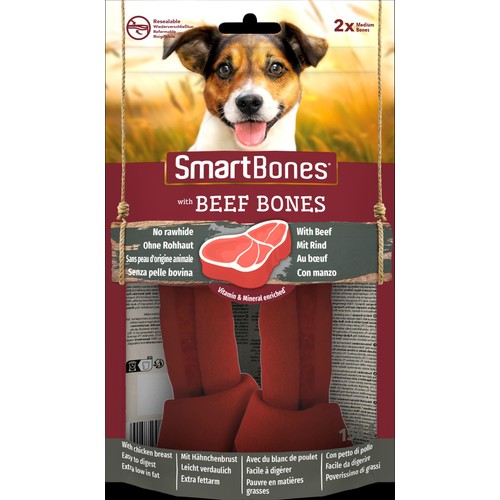 SmartBones 2 Medium Beef Rawhide Free Bone Dog Treats