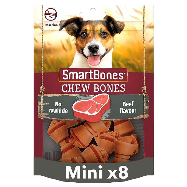 SmartBones 8 Mini Beef Rawhide Free Bones Dog Treats