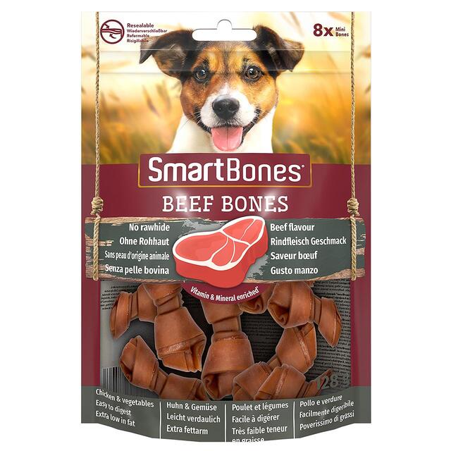SmartBones 8 Mini Beef Rawhide Free Bones Dog Treats thumbnail 2