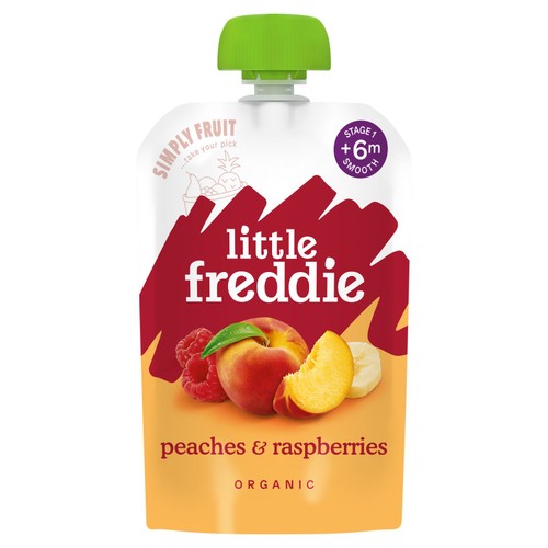 Little Freddie Peaches & Raspberries Pouch, 6 mths+