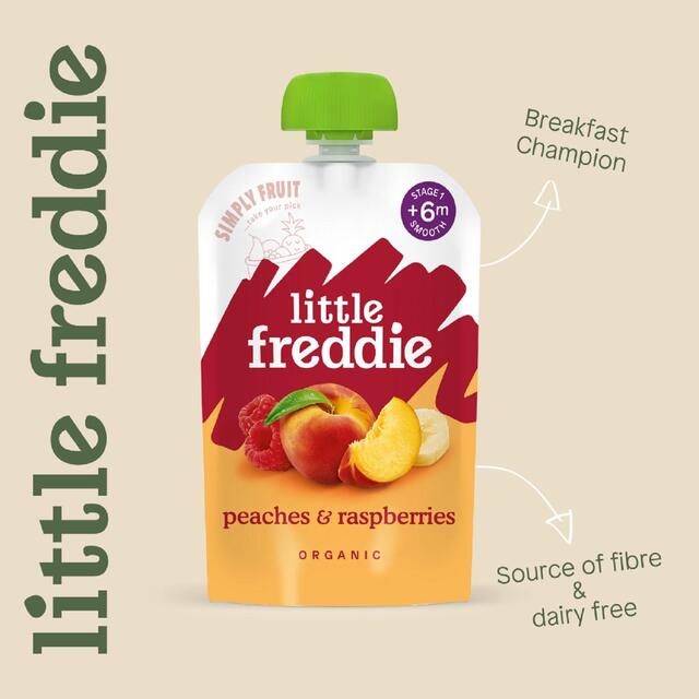 Little Freddie Peaches & Raspberries Pouch, 6 mths+ thumbnail 2