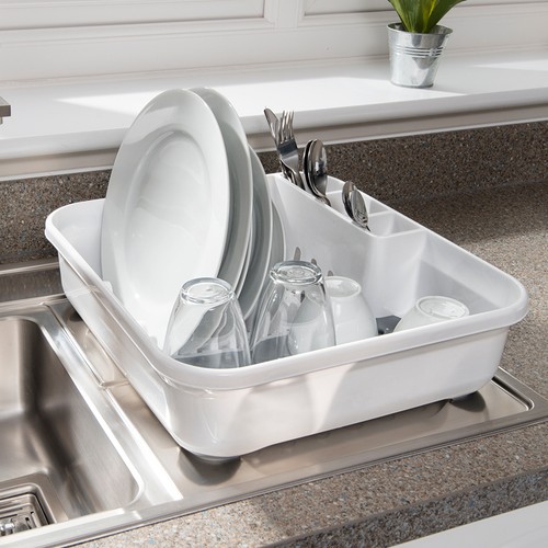 Addis Premium Soft Touch Dish Draining Rack, White / Grey thumbnail 2