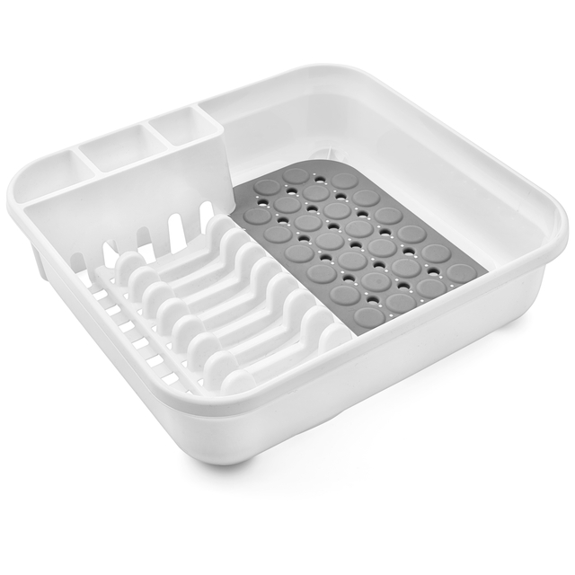 Addis Premium Soft Touch Dish Draining Rack, White / Grey