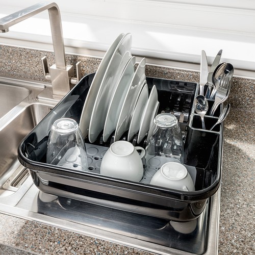 Addis Premium Soft Touch Dish Draining Rack, Black / Grey thumbnail 4