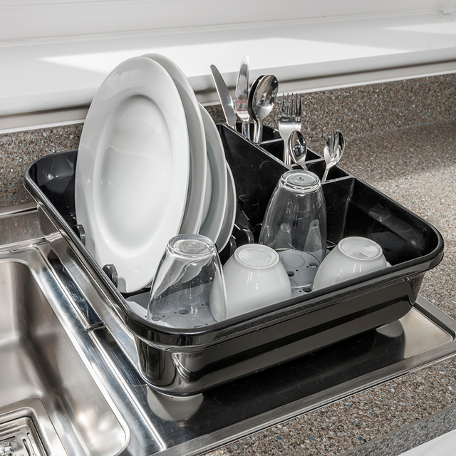 Addis Premium Soft Touch Dish Draining Rack, Black / Grey thumbnail 3